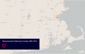 interactive pedestrian crash map 2001-2014
